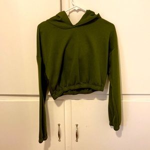 Better Be M Thin Cropped Green Hooded Seeater